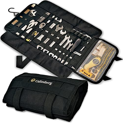 Heavy Duty Motorcycle Tool Roll Up Bag - with Tactical Modular MOLLE System - Tool Roll Organiser with 56 Loops and Pocket - Tool Roll Pouch Wrap for Wrenches and Screwdrivers - Tools NOT Included