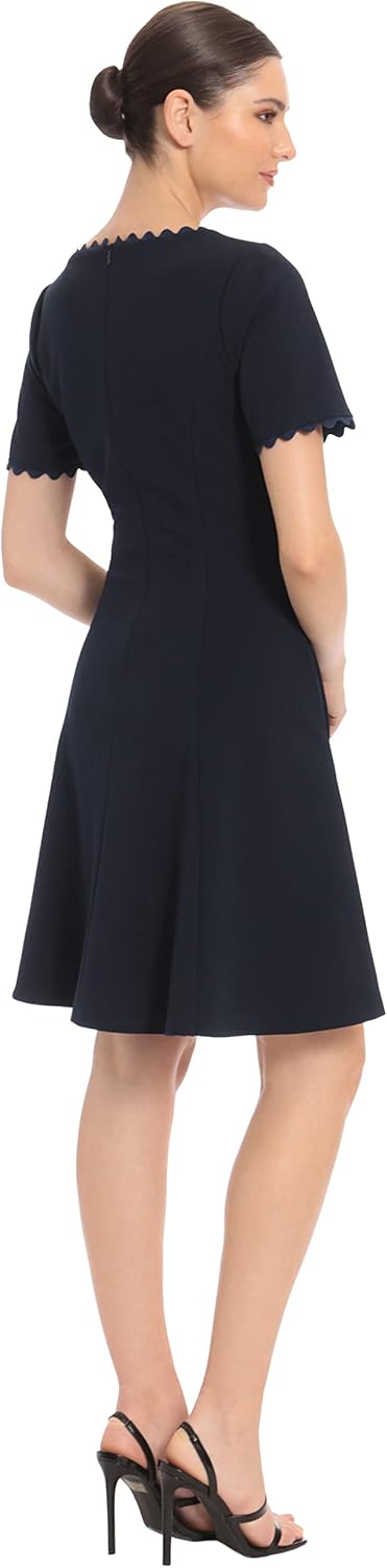 Maggy London Womens Scallop Trim V-Neck and Short Sleeve Desk to Dinner Office Workwear Event Occasion Guest of - Image 3