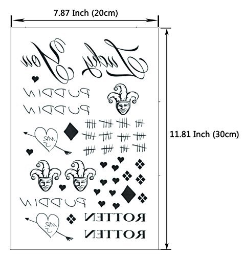 DaLin Temporary Tattoos for Costume Accessories and Parties 3 Large Sheets (HQ Collection)