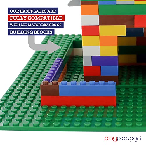 Play Platoon 15 Inch X 15 Inch Baseplate For Building Bricks - Extra Large Landscape For Building Blocks - Green Classic Platform Baseplates Compatible With All Major Brands, 2 Pack #TOP3