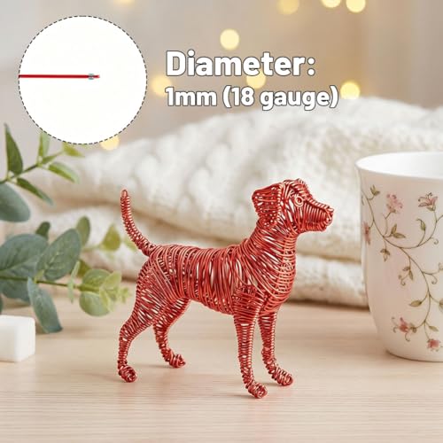 Image of Tenn Well 165ft 18 Gauge Aluminum Craft Wire Red Bendable for Jewelry