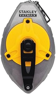 STANLEY 0-47-480 Cordeau Traceur Xtreme 30M Gamme FATMAX – Démultiplication 5X1 – Cordeau Polyester – Crochet Multiprise – Boitier Résistant En Aluminium – Bande Translucide – Capacité De Poudre 45G