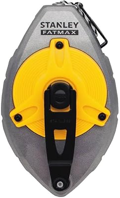 STANLEY 0-47-480 Cordeau Traceur Xtreme 30M Gamme FATMAX – Démultiplication 5X1 – Cordeau Polyester – Crochet Multiprise – Boitier Résistant En Aluminium – Bande Translucide – Capacité De Poudre 45G