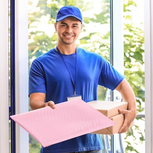 Image of Fuxury Bubble Mailers 10.5x16#5 Light Pink,Self Seal Strong Adhesive Poly Padded Envelopes,Waterproof Bubble Mailing Envelopes,Cushioning Packaging Bags for Books,Clothes, Makeup Supplies 250 Pack