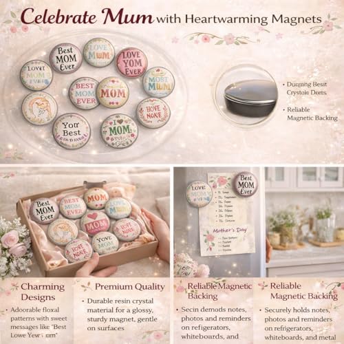 Set de 12 Imanes Decorativos para Refrigerador Día de la Madre miniatura 5