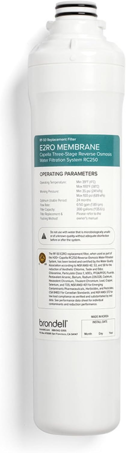 Brondell Reverse Osmosis Replacement Filter Set for Capella RO Water Filtration System, Activated Carbon Plus and Carbon Block Filters, 6 Months Filtration, RF-30