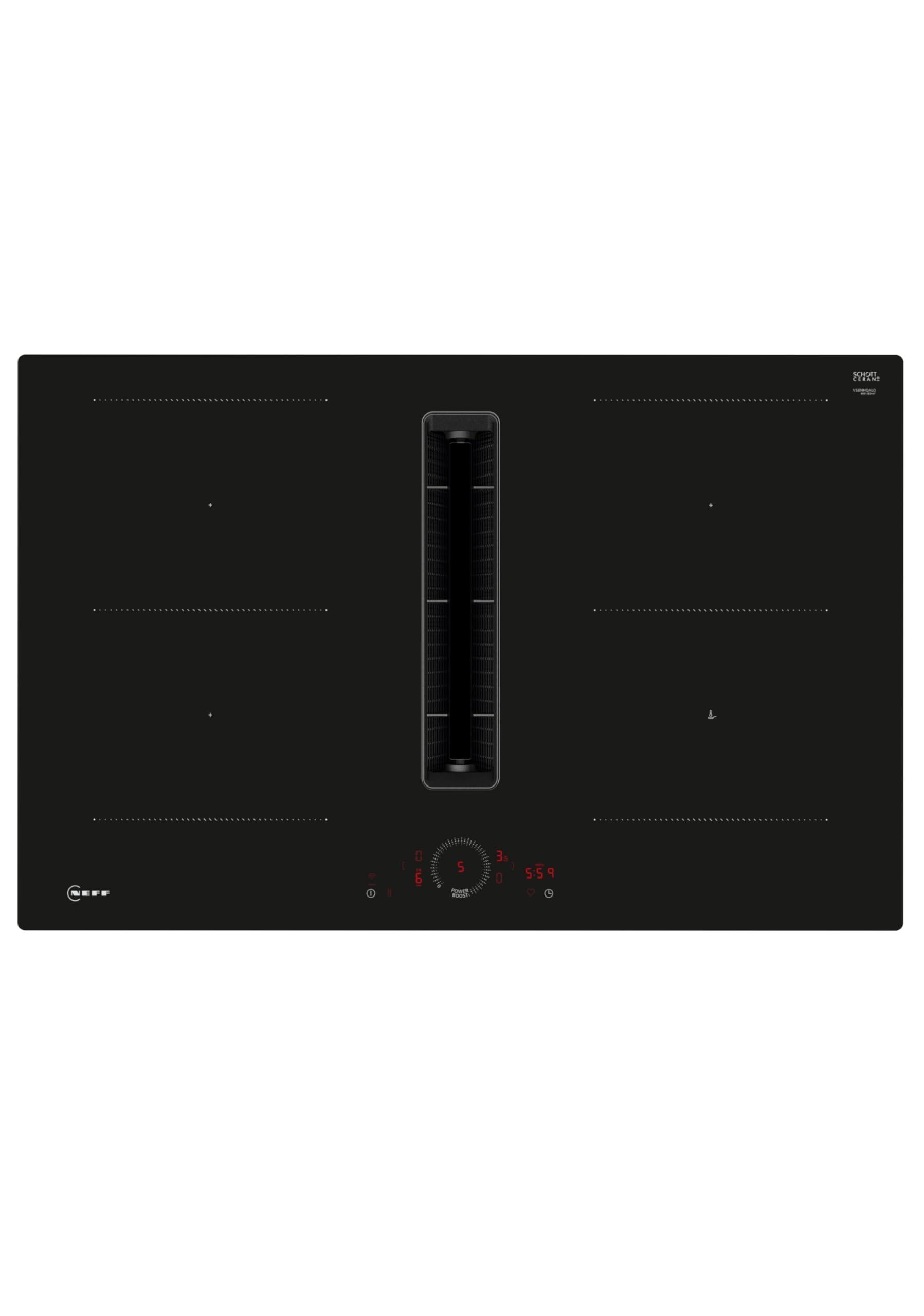 NEFF V58NHQ4L0 N 70 Induktionskochfeld mit integriertem Dunstabzug 80 cm Rahmenlos aufliegend