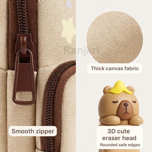 Image of Kawaii Stationery Combo Set for Girls | Kawaii Pencil Case Pouch with Zipper & Push Pull Eraser with Refills Back to School Supplies Gift for Kids