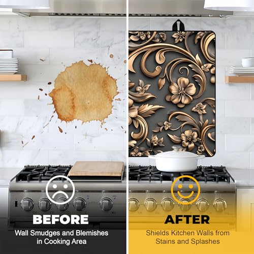 Image of NYZE Stove Cover for Electric and Glass Stove Tops 3-in-1 Stove Mat, Heat Resistant Counter Protector Mat, Non-Slip Surface & Drying Rack (Flowers, 28.5 inchLx20.5 inchW)