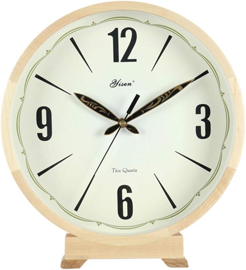 Mantel Clock Wooden Mantle Clock, Silent Wooden Clock Battery Operation, Quiet, Shelf Clock, Large Dial Decorative Clock (Clear)