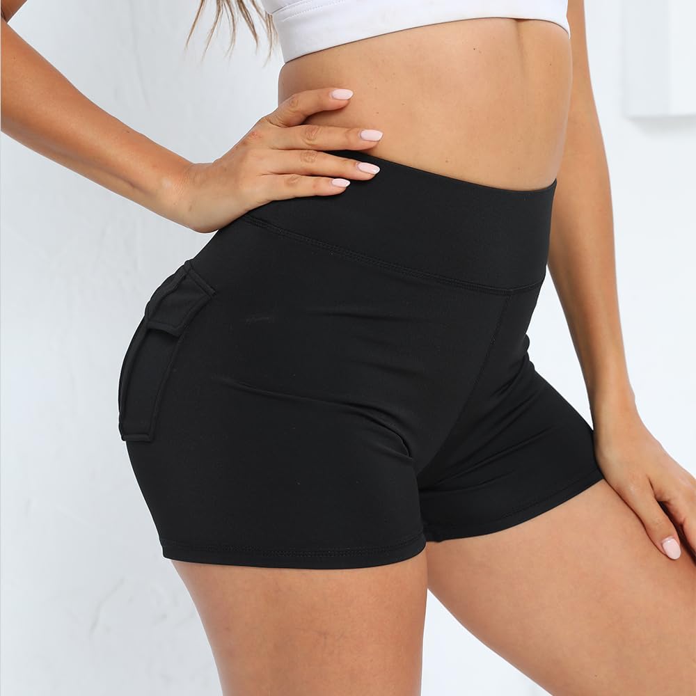 High Waist Yoga Leggings with 2 Pockets,Tummy Control Workout Running 2 Way Stretch Cargo Pocket Leggings - Image 5