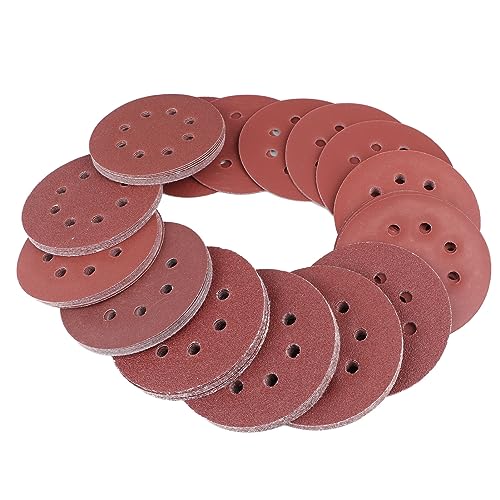 Papier abrasif de 12,7 cm pour éliminer les imperfections du bois, 100 disques de ponçage à 8 perforations