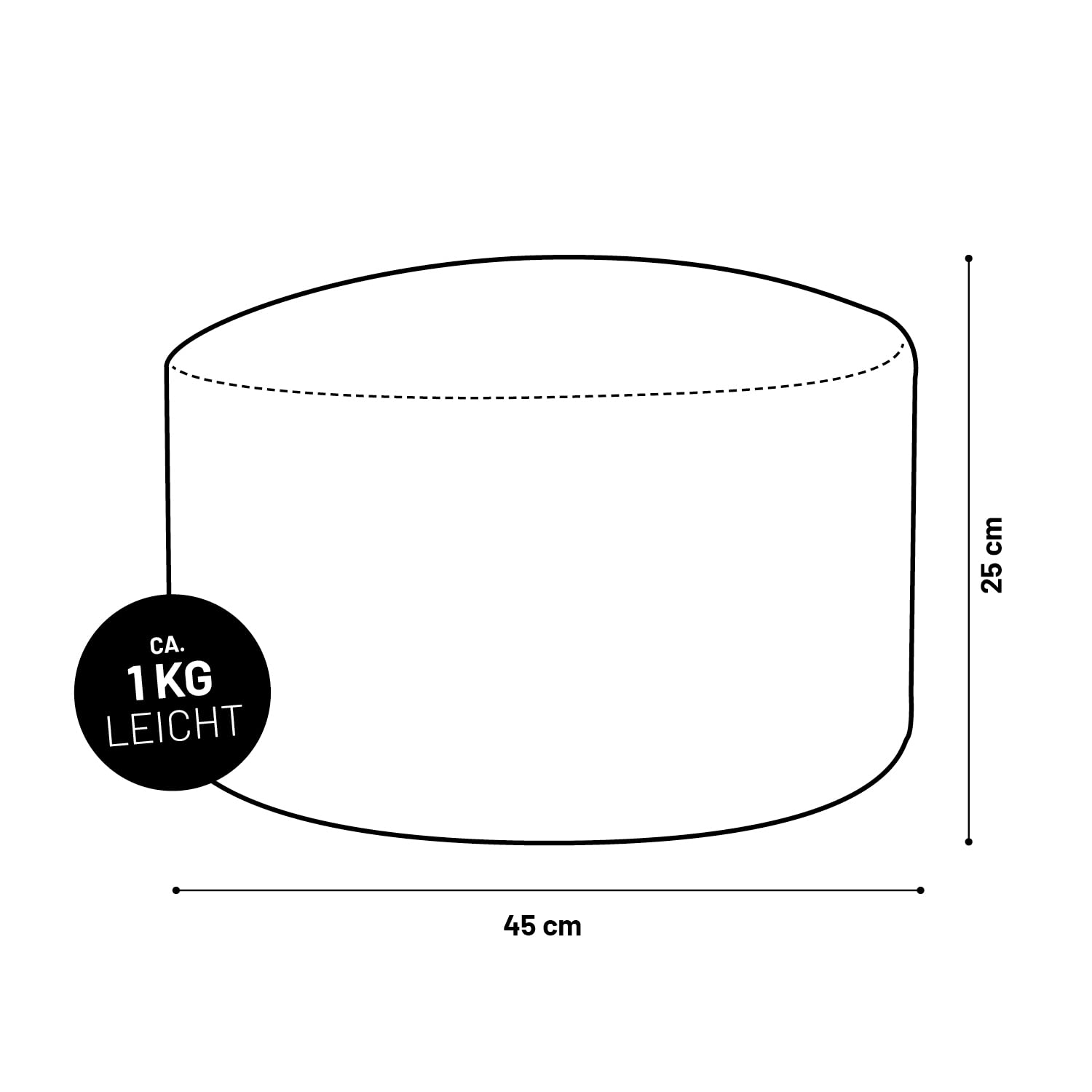 Lumaland Sitzsack Pouf (50 L) | Kompakter Sitzsack mit 3-in-1-Funktion: bequemer Hocker, praktisches Tischchen & stylischer Fußschemel für in- & Outdoor I Mit Flexibler EPS-Füllung | Ø 25 x 45 cm