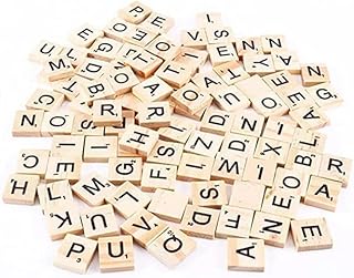 MY DREAMS 26 Letters 200 Wooden Scrabble Tiles Wood Black Numbers Board Crafts Spelling DIY Projects Crossword Game, Beige