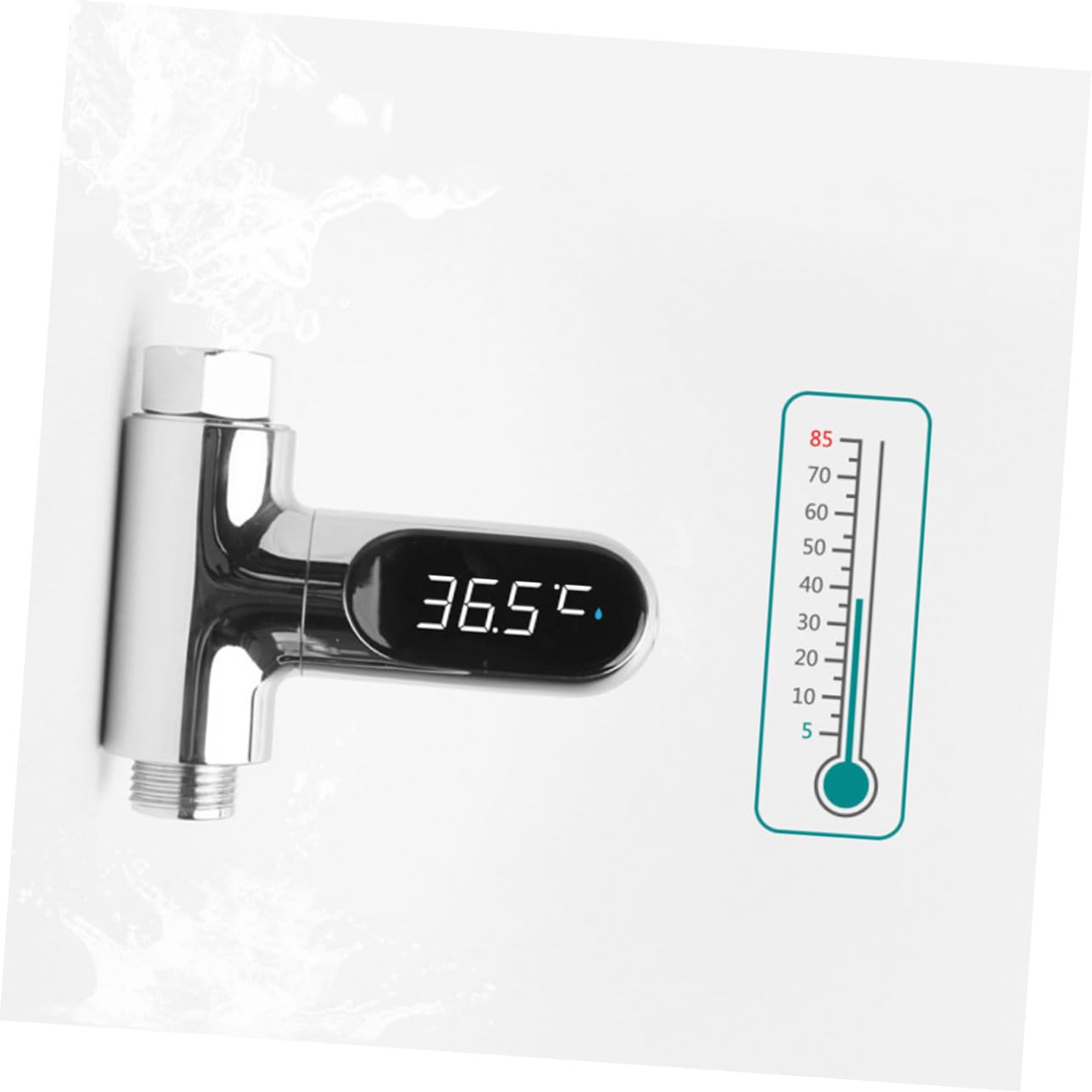 Termómetro Digital para Agua de Baño de Niño Pantalla Led, Fácil Instalación, Rotación 360 y Medición Precisa de 5 a 85°c Color Plata