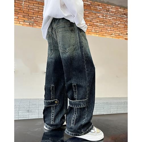 Boys Baggy Cargo Jeans Kids Wide Leg Y2K Denim Pants for Teens Summer Loose Fit Elastic Waist Jeans with Pockets3