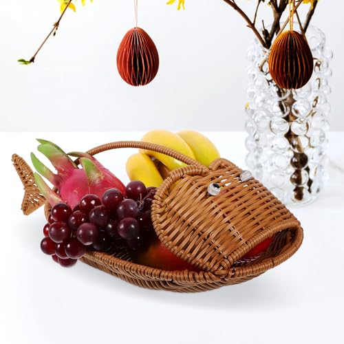 Cesta tejida en forma de pez de material PP resistente para frutas y snacks 8