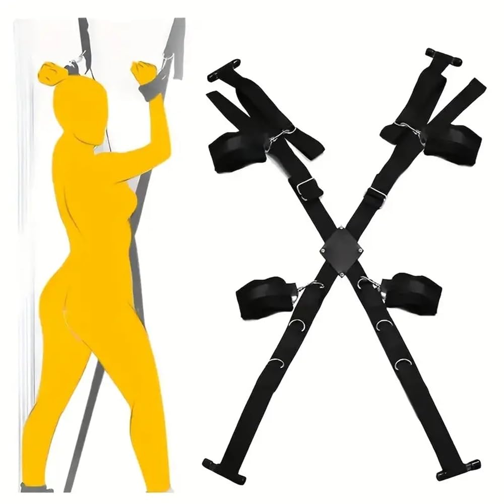 1 ensemble d'outils d'exercice de yoga réglables en nylon installés sur la porte