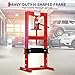 6 Ton Hydraulic Shop Press, H-Frame, 4-Hold Adjustable Height, with Movable Plates and Dust Cover, for Garage or Professional Users, Red