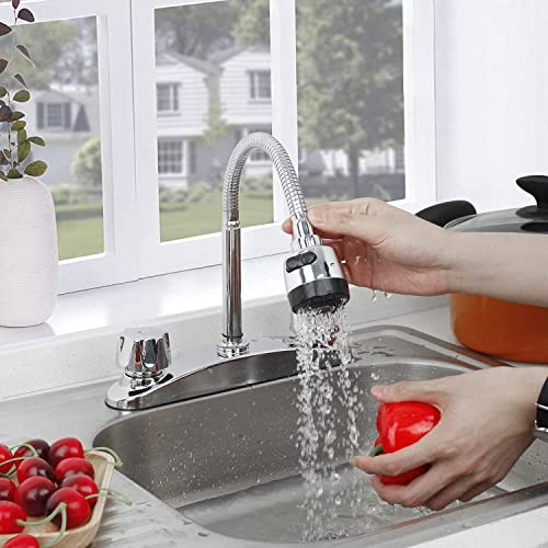 Solvex 2 Handle Kitchen Sink Faucet, High Arc 360 Swivel Stainless Steel Pipe 3 Hole Kitchen Faucet, Commercial Modern Brushed Nickel Kitchen Sink Faucet With Flexible Spout, Sp-80062-2 #TOP2