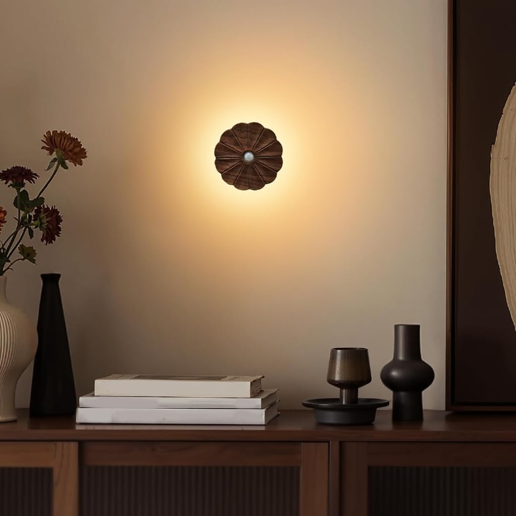 Lampe décorative magnétique en bois avec technologie de détection de lumière Texture bois