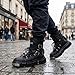 CTKVbmeoi Men's Goth Combat Punk Fashion Boots Chunky Buckle Strap Ankle Boots Rivet Embellished Platform Lace-Up Side Zipper Design
