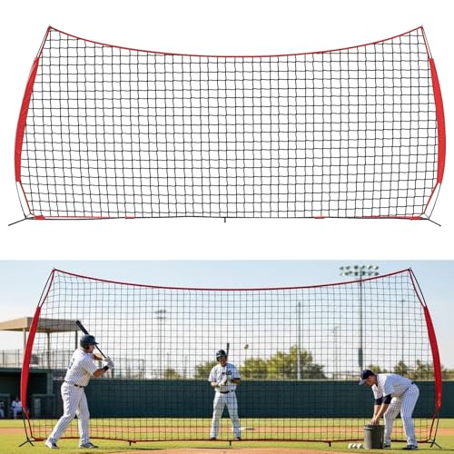 Wemily 20x10 ft Barricade Backstop Net for Sports Training Portable Multi-Sport Practice Net with Carry Bag Ball Barrier Net for Baseball Softball Soccer Baseball Lacrosse Tennis