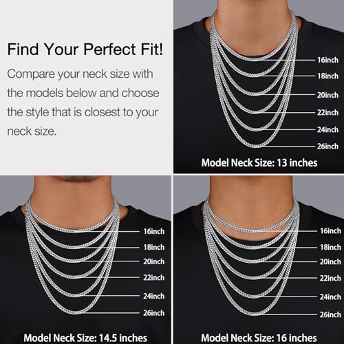 18K Real Gold Plated Over 925 Sterling Silver Chain for Men, 4mm Miami Mens Cuban Link Chain Necklace, Hip-Hop & Cool Men's Chain Necklace, 16/18/20/22/24/26 Inch4