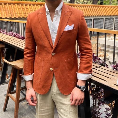 SUZHIMO Mens Causal Linen Blazer Jacket Slim Fit 2 Button Wedding Prom Blazer for Men4