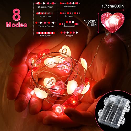 Fairy String Lights 10 Feet Led Red Pink White Heart Shaped Twinkle Fairy Lights 8 Modes Battery Operated For Valentine's Day Kids Bedroom Christmas Wedding Indoor Party Decor With Timer #TOP3