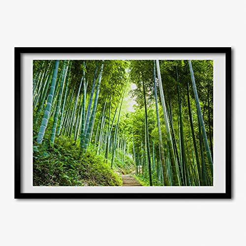 Cadre en bois moderne 70x50 cm Tulup intégrant une affiche de forêt texturée