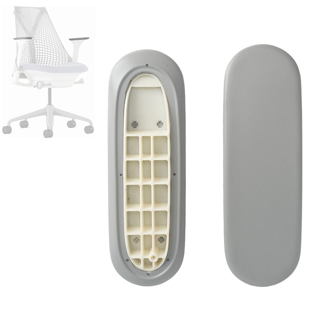 Arm Pads Caps Replacement for Herman Miller Sayl Office Chair, Fixed and Height-Adjustable Armrest, Light Gray Vinyl (1-Pair)
