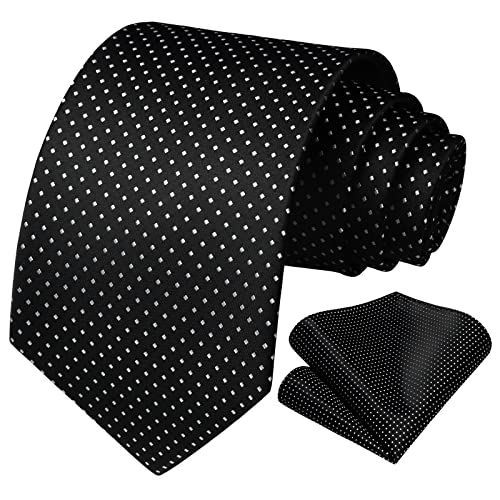 HISDERN Uomo a Pois Cravatte Fazzoletto Classico