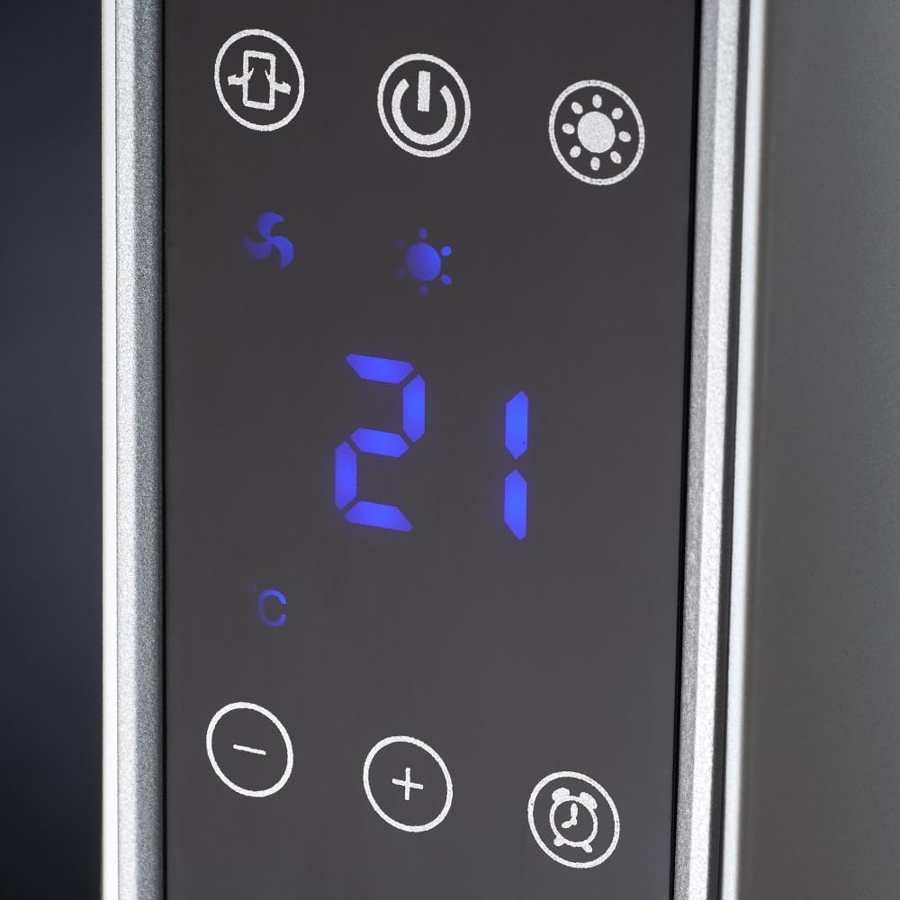 Close-up of the RHCTH1 heater's control panel with LED display