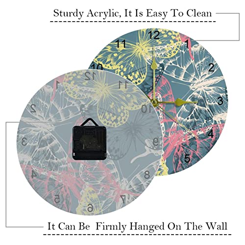 Horloge murale papillon silencieuse chiffres arabes faciles à lire - 4