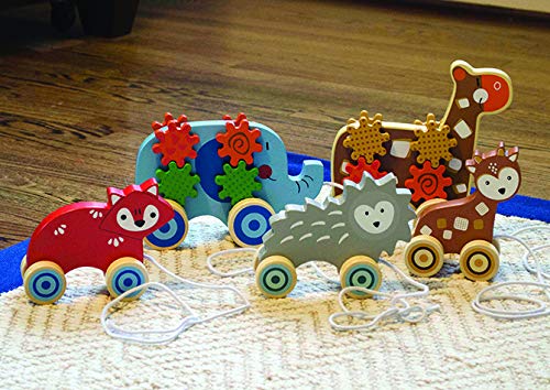 Applesauce Wooden Pull Infant Development Educational Baby Toys (Deer), Brown 5 x 4