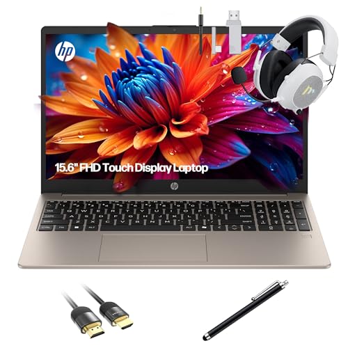 HP 15.6 inch FHD IPS Touchscreen Laptop, Windows 11 Pro, Intel Core i3-N305 Processor, 8GB RAM, 256GB SSD, Webcam Privacy Shutter, Copilot, w/Stylus Pen HDMI, Cozy Cashmere