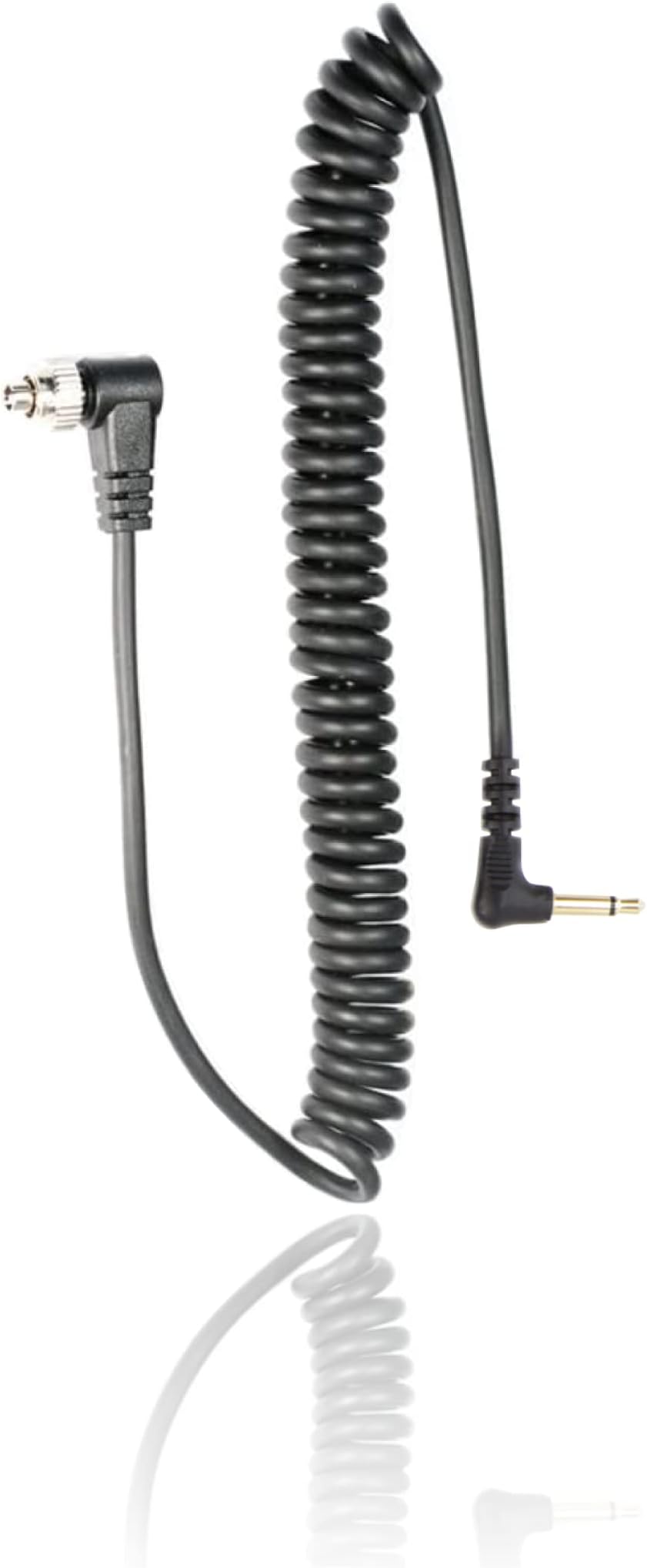 3.5 mm to Male Flash PC Sync Cable, 14 Inch Coiled Cord with Screw Lock, Compatible with Nikon Canon and Most DSLR Cameras PocketWizard Plus III Plus II Mini Phone PC1 (1 Piece)