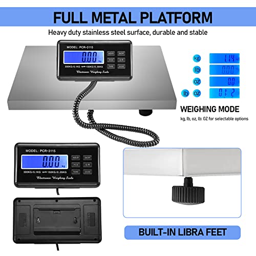 Carivia Digital Livestock Scale 660Lbs X 0.2Lbs 15X12 Inches Digital Pet Vet Scale Livestock Veterinary Scale Electronic Postal Shipping Scale Stainless Steel Platform Scale For Cat Dog #TOP3