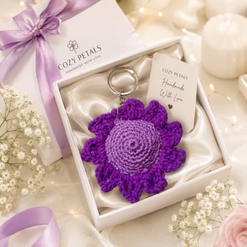 Image of Handmade Crochet Keychain Flower Design
