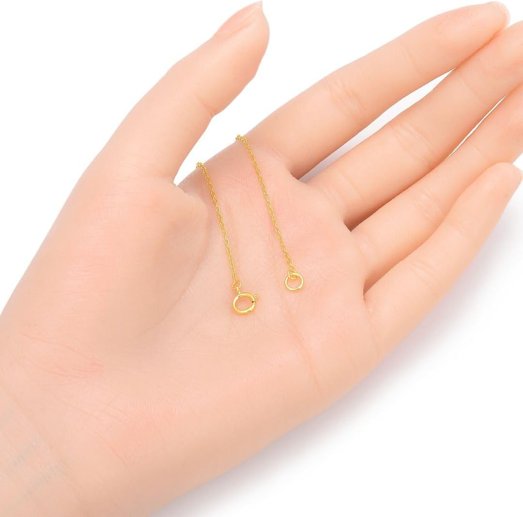 1pc Adabele Real Yellow Gold Plated 925 Sterling Silver Chain Extender with Clasp 6 Inch Thin Strong Cable Chain Extension for Necklace Anklet Bracelet Jewelry Making