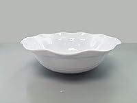 Vista 1 de Ensalada redonda de melamina sin BPA con volantes en tazón, 12.5 pulgadas, color blanco