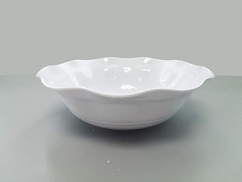 Ensalada redonda de melamina sin BPA con volantes en tazón, 12.5 pulgadas, color blanco