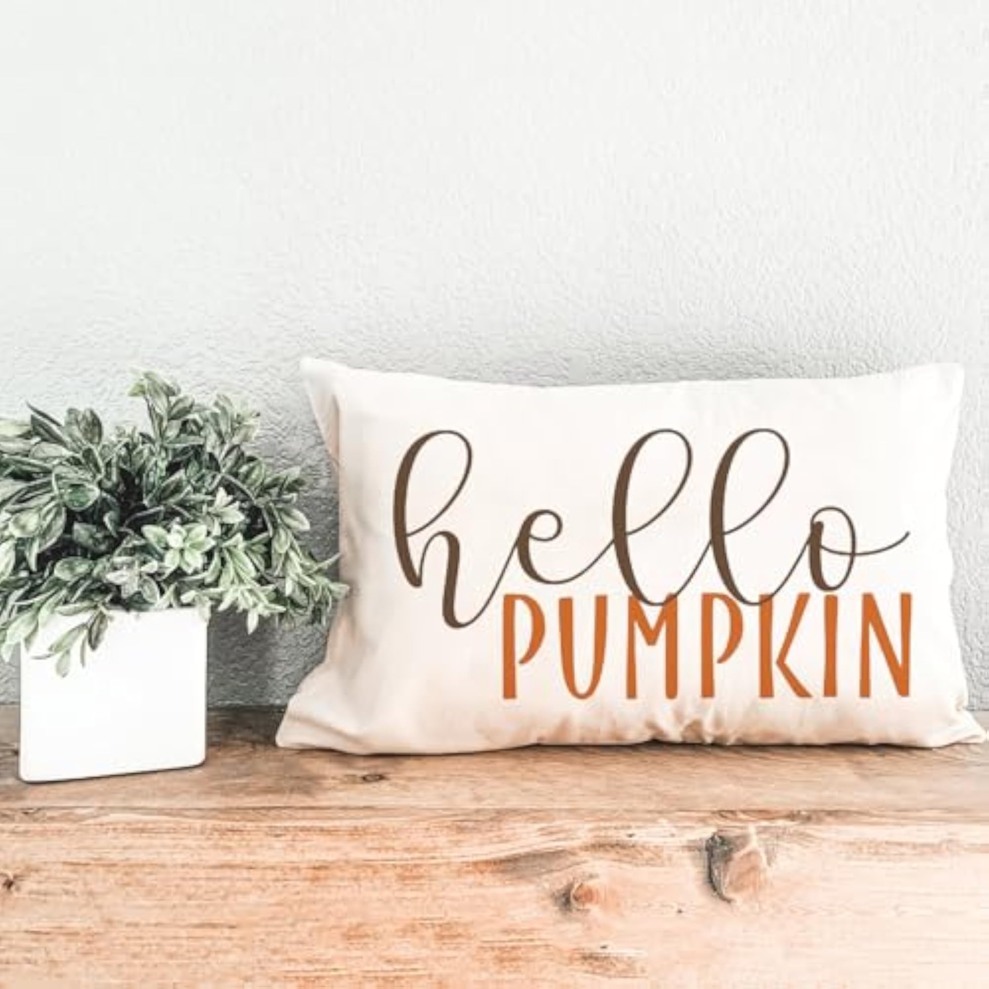 Fall Throw Pillow Cover Hello Pumpkin, Autumn Decor