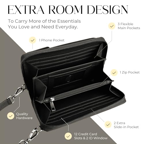 BULL GUARD Crossbody Leather Wallet Phone Purse, Anti Theft and RFID Blocking, Small Elegant Design for Travel2