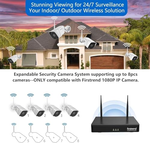 Image of (2026 New) Firstrend WiFi Wireless Security Camera System, 8Ch NVR with CCTV Bullet Cameras No Monthly Fees, AI Human Detection, 2-Way Audio, IP66 Waterproof, H.265, 24 /7 Recording