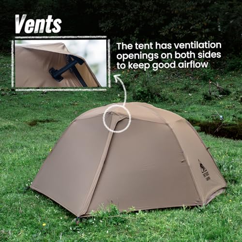Image of OneTigris COSMITTO 2 Person Backpacking Tent Shelter- Free Standing Lightweight Waterproof 3 Season Camping Tent for Outdoor Hiking Mountaineering