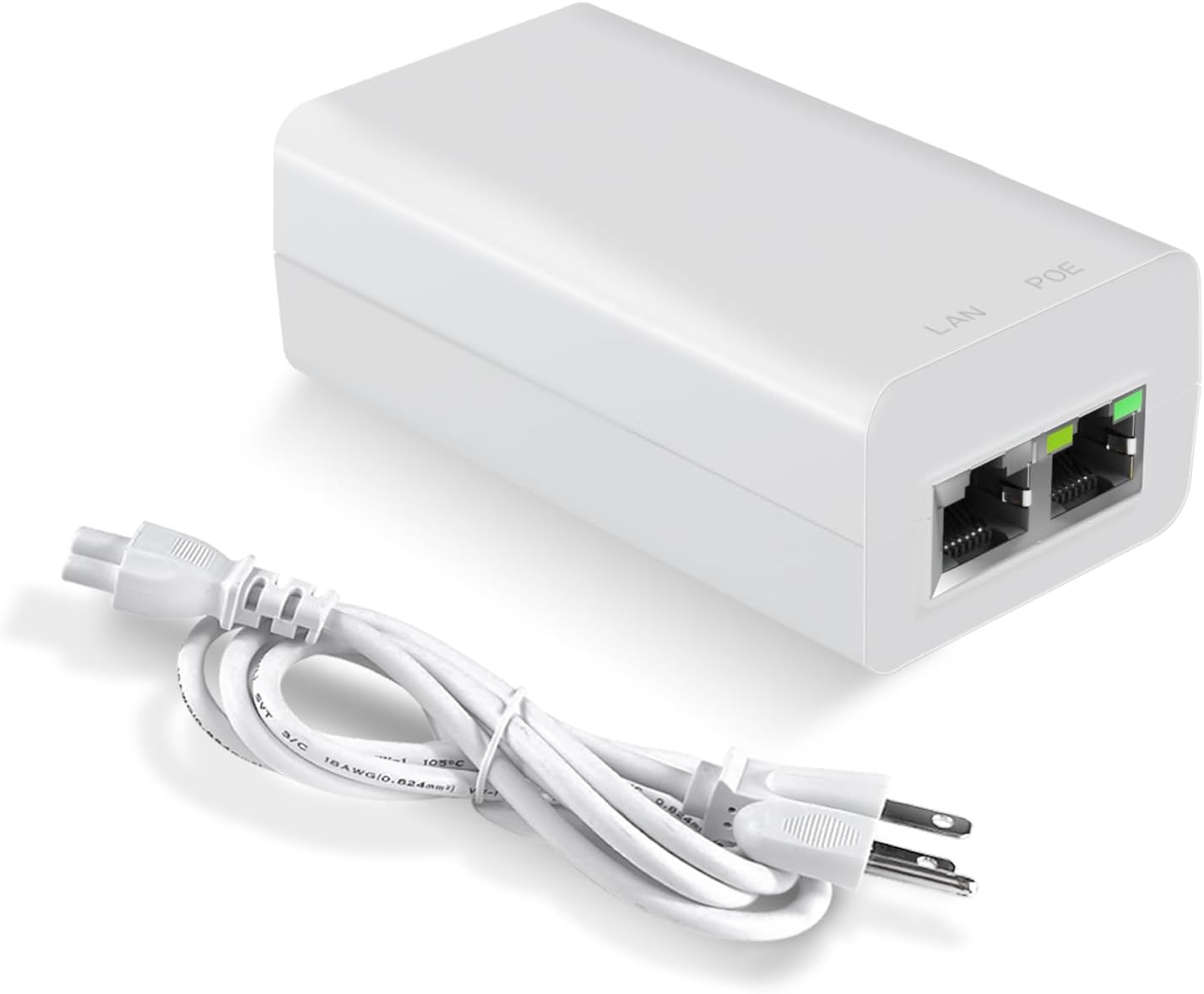 Gigabit PoE Injector 48V 15W, IEEE802.3af Power Over Ethernet PoE Adapter, Single Port PoE Power Injector for IP Camera Wireless/Wireless Access Points Long Distance/IP Phones, EN15GF