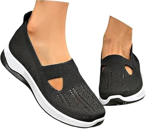 HAOLEI Chaussure Femme Confortable Chaussure Orthopédique Baskets sans Laçage Chaussures De Marche À Plateforme Légères Et Confortables Amortissement Accru Et Soulagement des Pieds