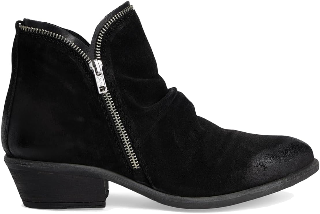 Women Combat Ankle Boots Slouch Flat Booties Round Closed Toe Side Zipper Western Boots Pleated Metallic Nubuck Suede Burnished Short Boots Fashion Casual Fall Winter Boots Comfort 4-11 M US